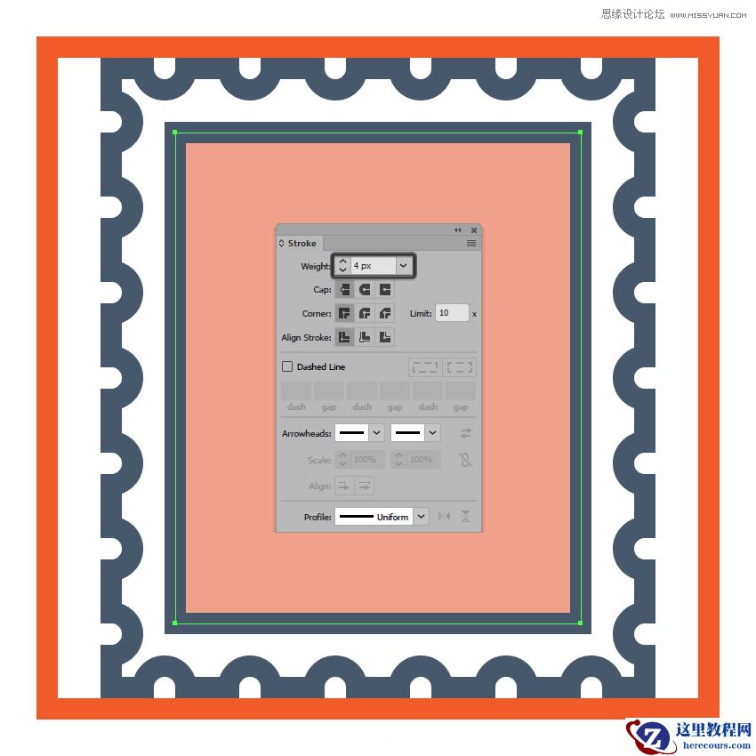 Illustrator绘制复古风格的邮票小插画