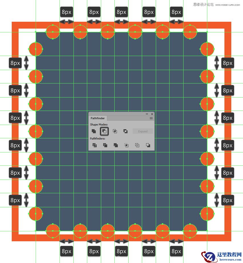 Illustrator绘制复古风格的邮票小插画