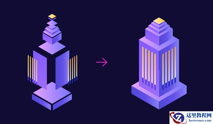 Illustrator绘制炫酷2.5D渐变插画