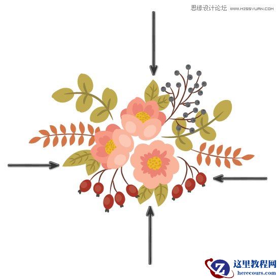 Illustrator绘制复古典雅风格的花朵花藤