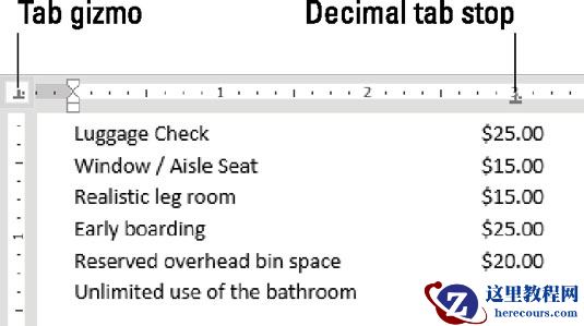 使用小数点标签对数字进行排列。