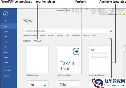 从“新建”屏幕中选择模板。