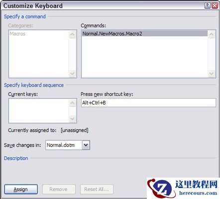 将宏分配给键盘快捷键。
