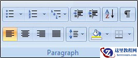 “主页”选项卡上的段落格式命令。