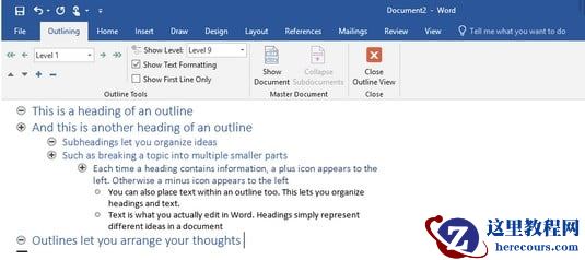 大纲视图Office 2019