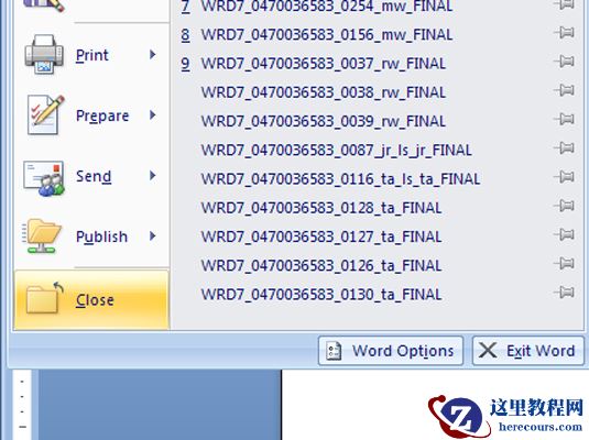 收起Word 2007拼写