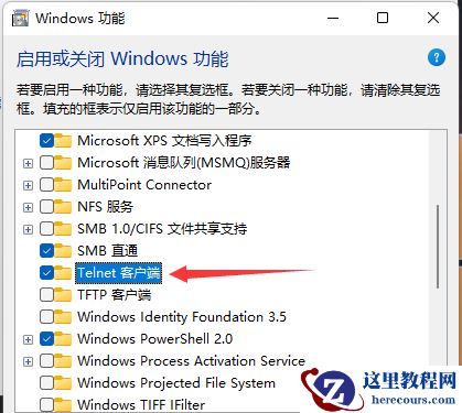 Win11开启Telnet客户端的方法