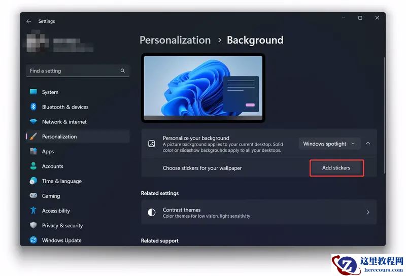 Win11 22H2怎么启用桌面贴纸Desktop Stickers?