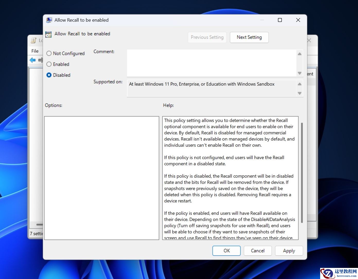Win11 24H2关闭Recall AI回顾功能的方法