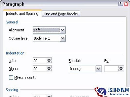 单击“段落”对话框底部的“选项卡”按钮。