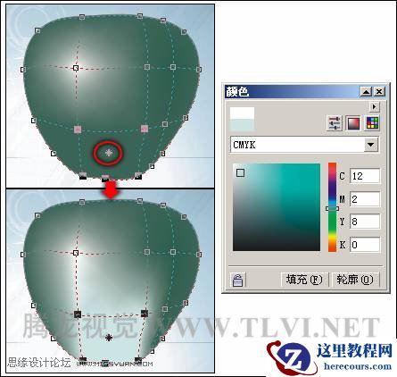 使用CorelDRAW中的“交互式网格填充”工具填充对象