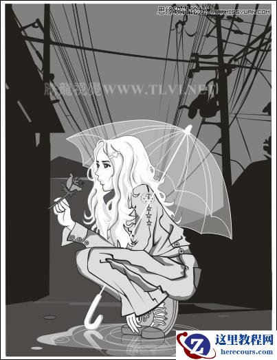 CorelDRAW方形网点纸制作实例之雨中的玫瑰