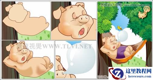CorelDRAW绘制可爱的泡泡猪卡通插画
