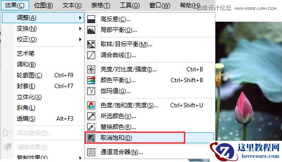CorelDRAW制作中国风水墨荷花效果图