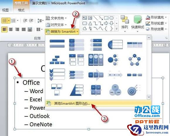PowerPoint2010普通文本转化成SmartArt图形教程