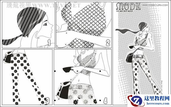 CorelDRAW绘制半调图案背景前的摩登少女