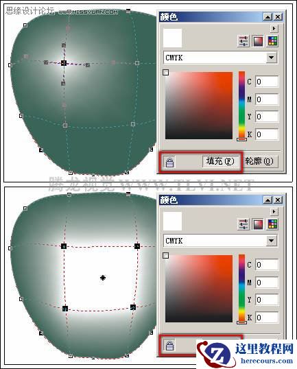 使用CorelDRAW中的“交互式网格填充”工具填充对象