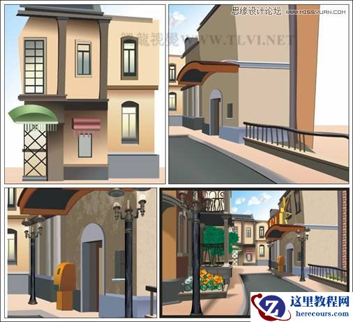 CorelDRAW绘制街道场景教程之欧洲小镇