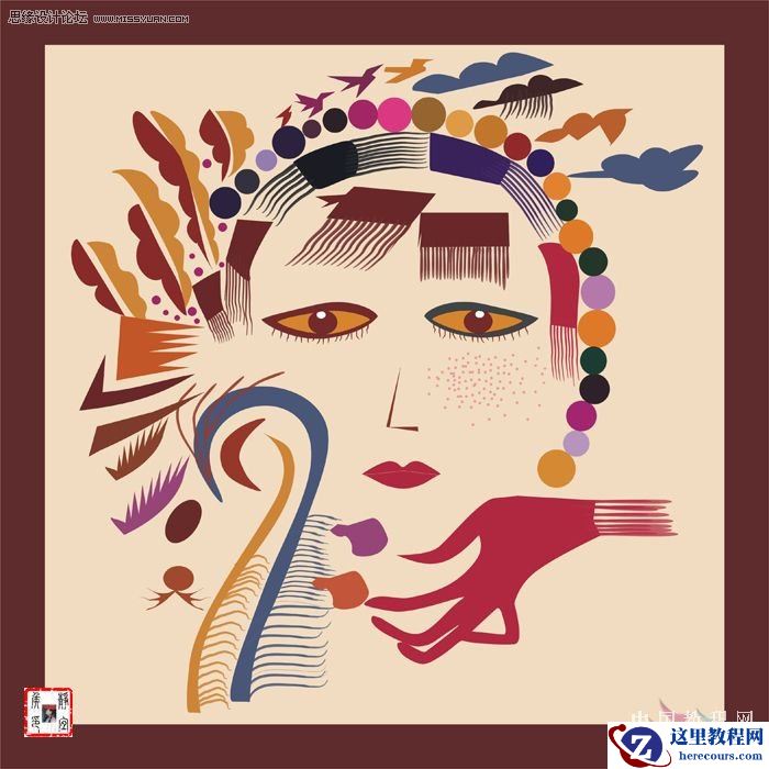 CorelDRAW鼠绘教程：矢量抽象人物装饰画的绘制