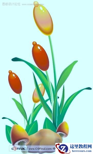 CorelDRAW绘制可爱的卡通蘑菇与花朵