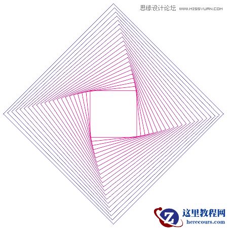 Photoshop简单制作抽象的同比缩放3维线条