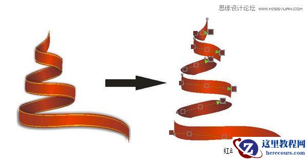 Coreldraw制作漂亮的圣诞节红色丝带