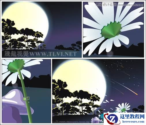 CorelDRAW绘制月圆之夜飞逝的流星教程