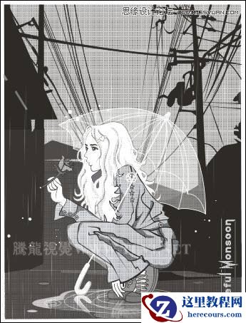 CorelDRAW方形网点纸制作实例之雨中的玫瑰