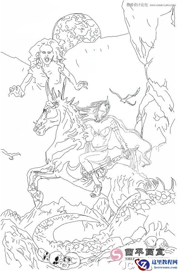 CorelDRAW巧用网格工具绘制恶魔谷插画