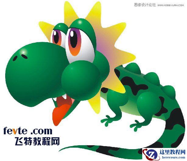 CorelDraw绘制绿色可爱的卡通龙