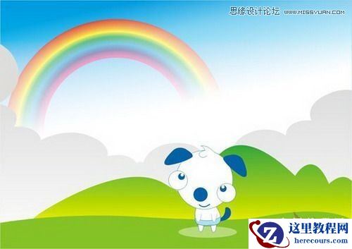 CorelDraw交互式调和工具制作卡通彩虹