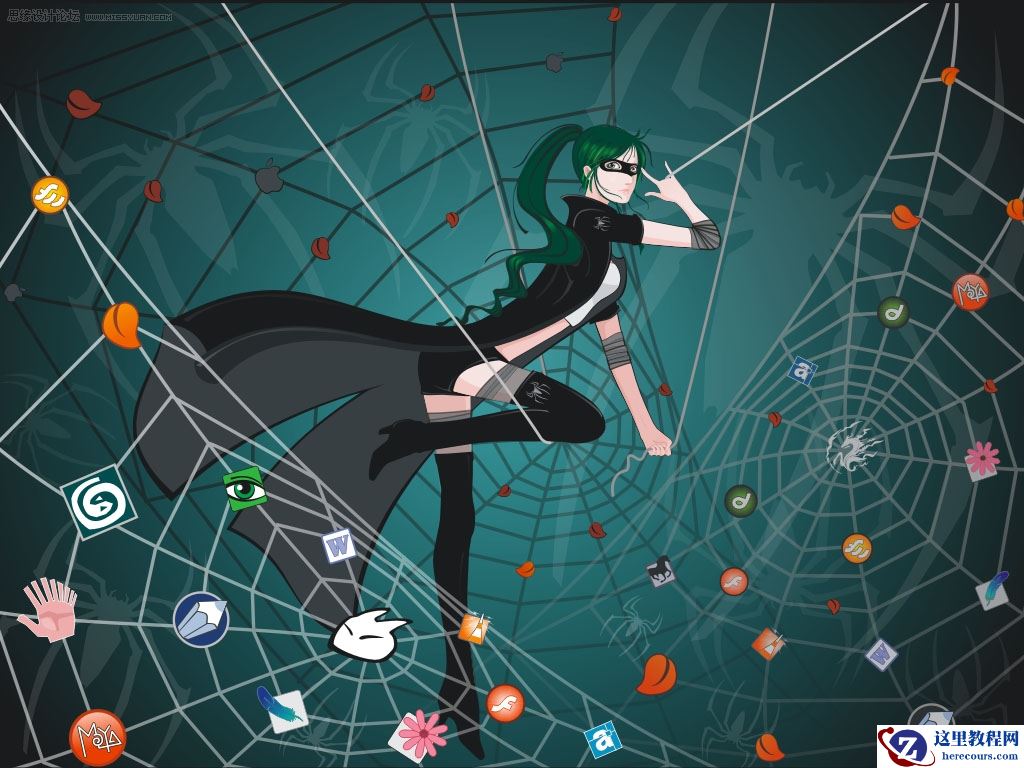 Coreldraw鼠绘漂亮的矢量蜘蛛女侠