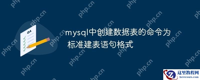 mysql中创建数据表的命令为 标准建表语句格式