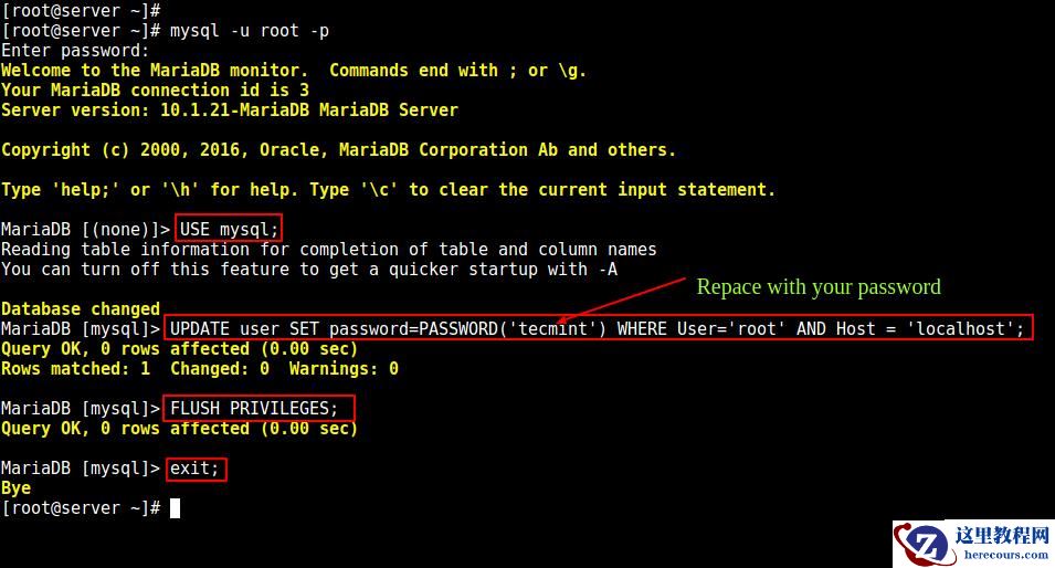 Linux下如何修改MySQL/MariaDB的Root密码