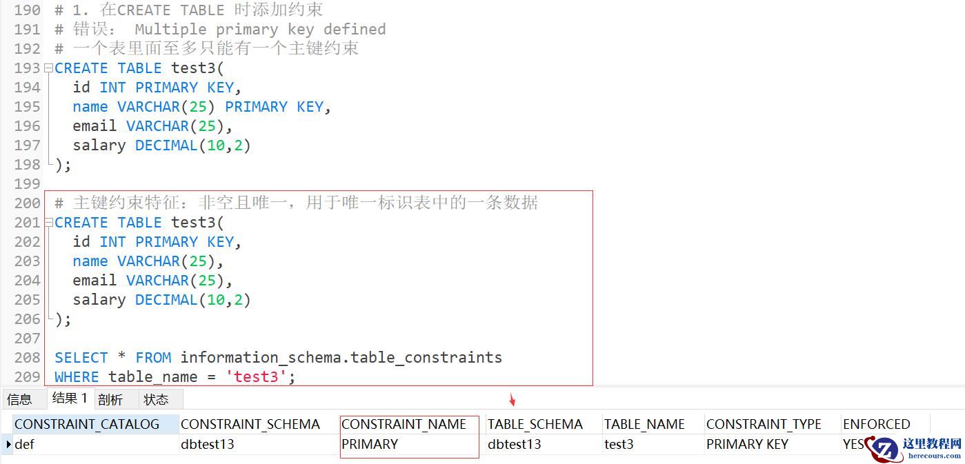 MySQL约束知识点实例分析