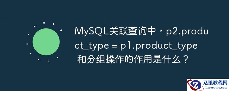 mysql关联查询中,p2.product_type = p1.product_type 和分组操作的作用是什么?