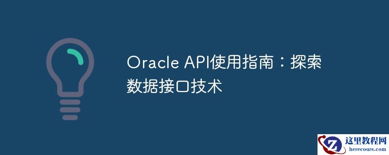 oracle api使用指南:探索数据接口技术