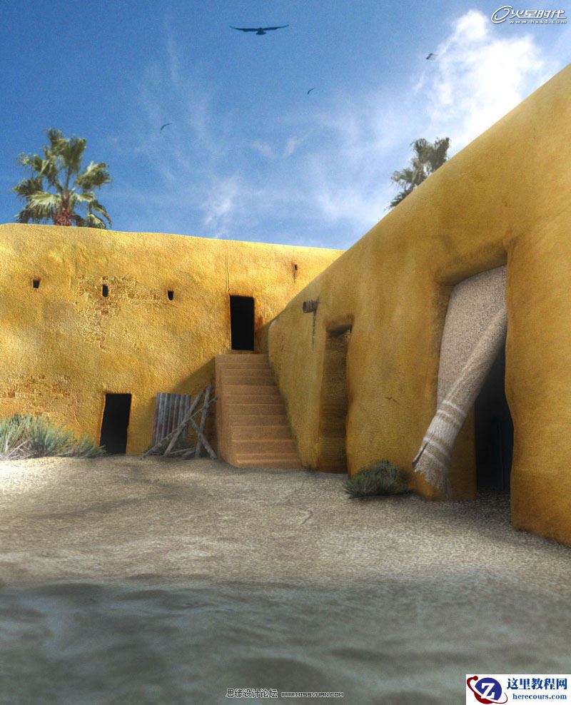 3Ds Max实例教程：制作沙漠环境下的住房