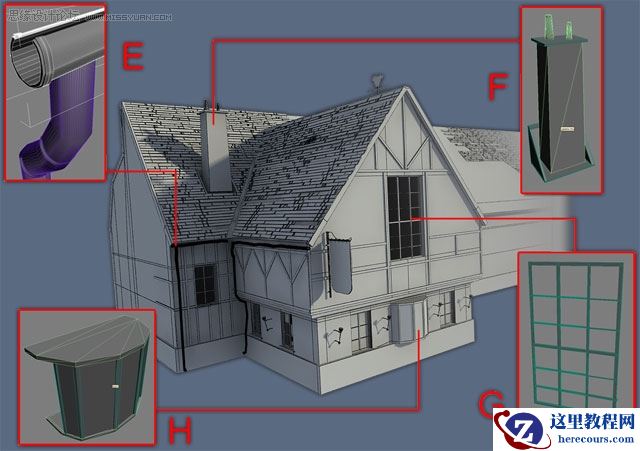 3D Max实例教程.：制作怀旧老屋教程