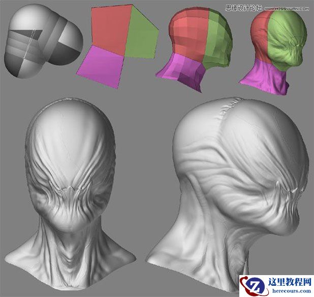 3DMAX制作手拿外星布娃娃的外星人教程