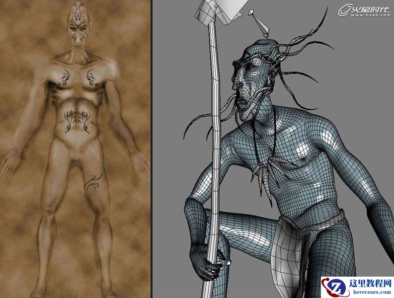 3ds MAX制作在高处的木质建筑物中居住着的人群