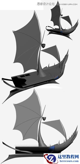 3DMAX制作在大海中航行的帆船