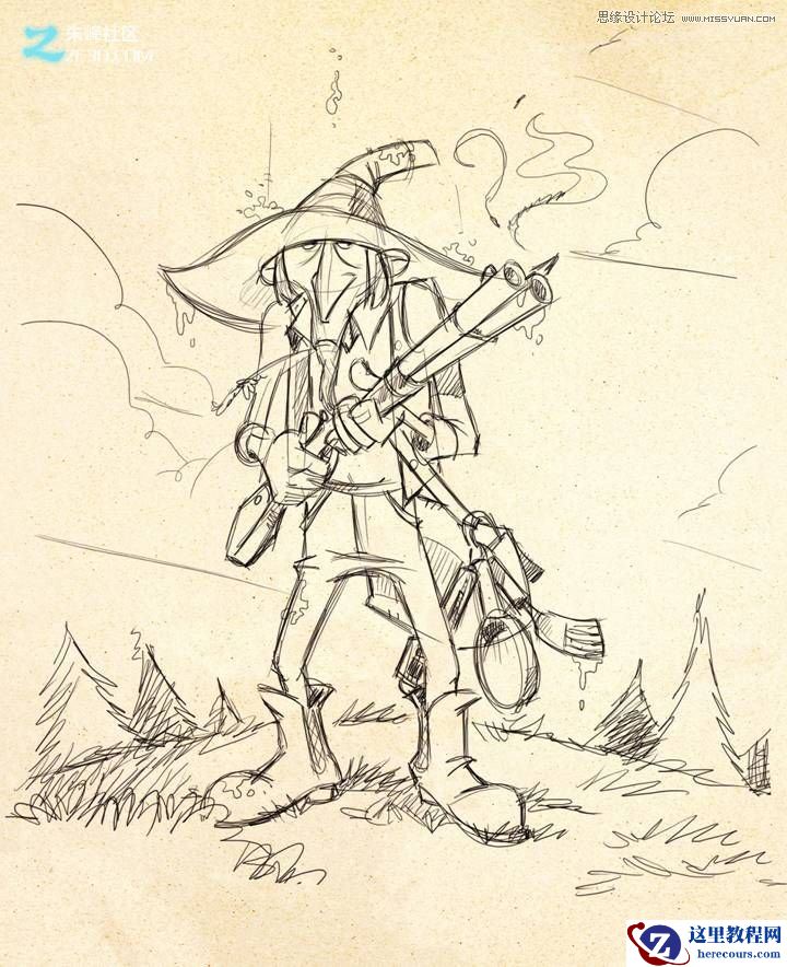 3dmax和zbrush制作瘦老头打鸟行动