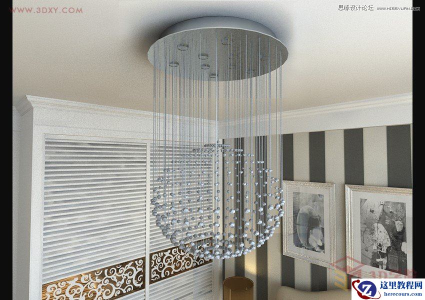 3DMAX制作玻璃风格水晶灯材质教程