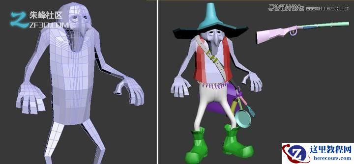 3dmax和zbrush制作瘦老头打鸟行动