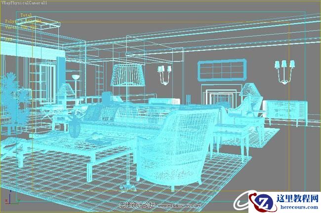 3D MAX实例教程：欧式客厅夜景渲染解析