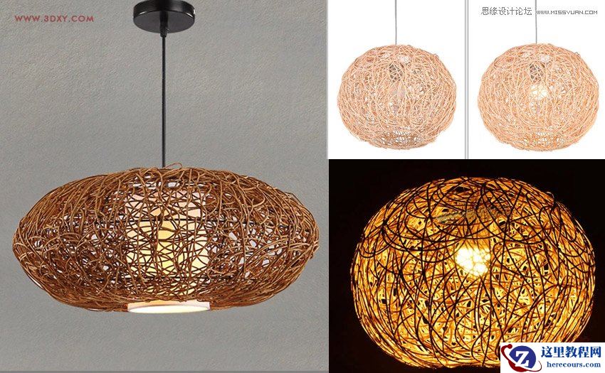 3DMAX简单制作编藤艺灯罩模型效果图