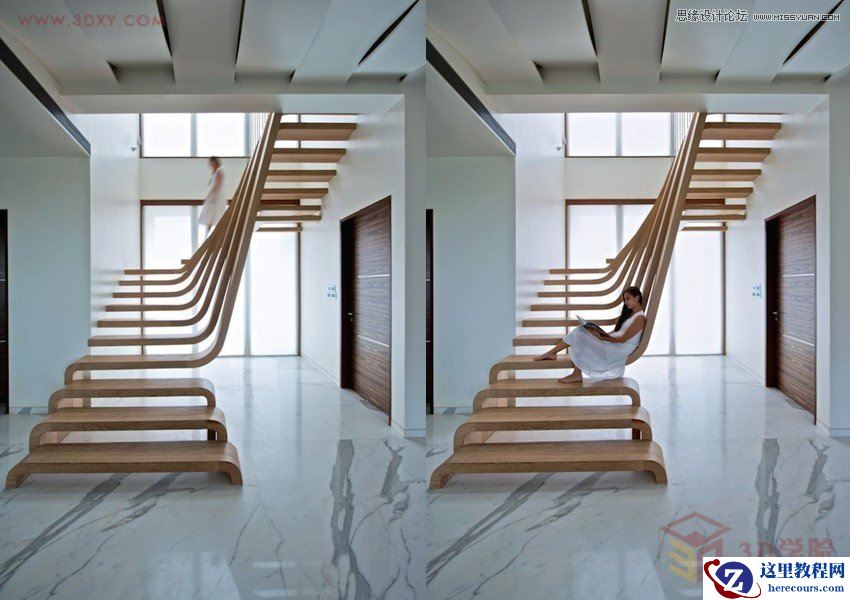 3DMAX快速制作艺术楼梯模型教程