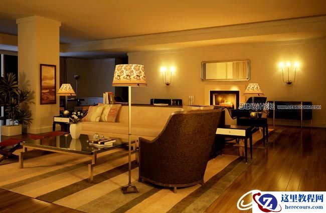 3D MAX实例教程：欧式客厅夜景渲染解析