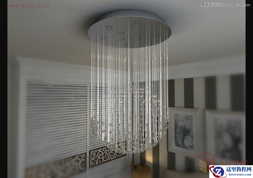 3DMAX制作玻璃风格水晶灯材质教程